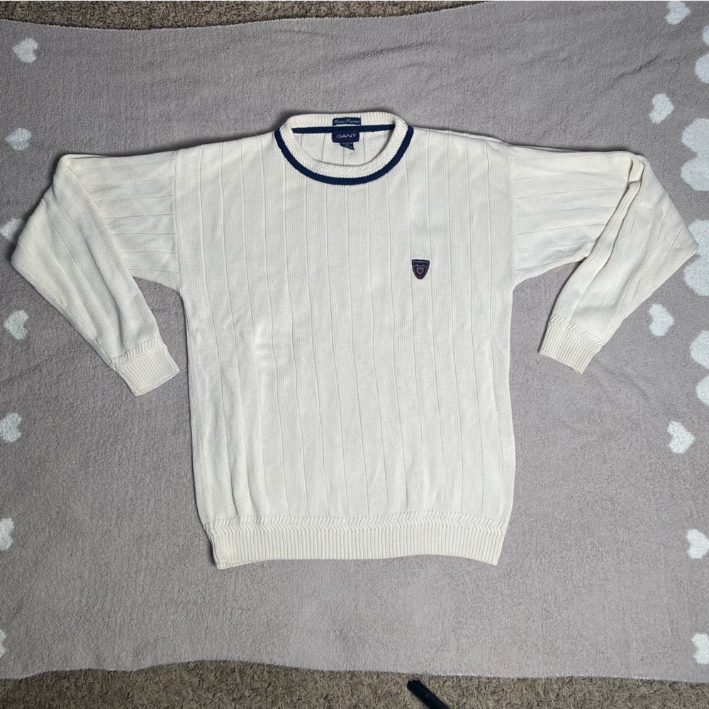 Gant vintage hand framed XLT 100% cotton made in Thailand cream sweater